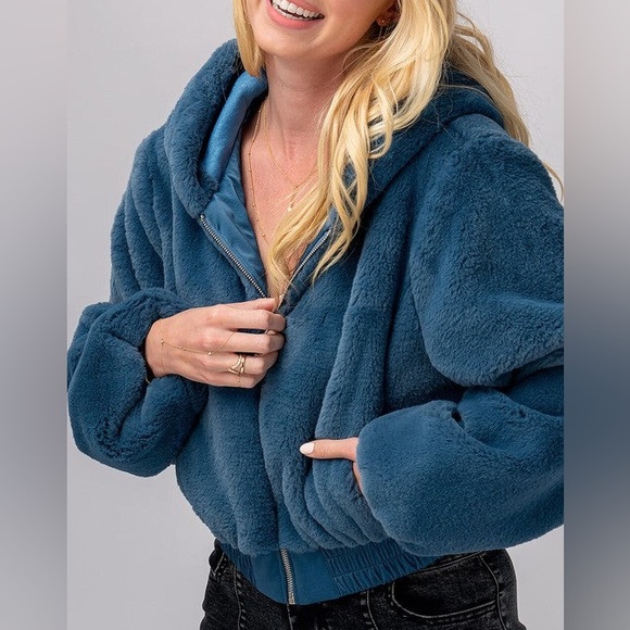 Faux Fur Hooded Jacket - Picture 1 of 3